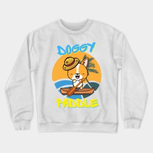 Corgi doing the doggy paddle on a boat Crewneck Sweatshirt